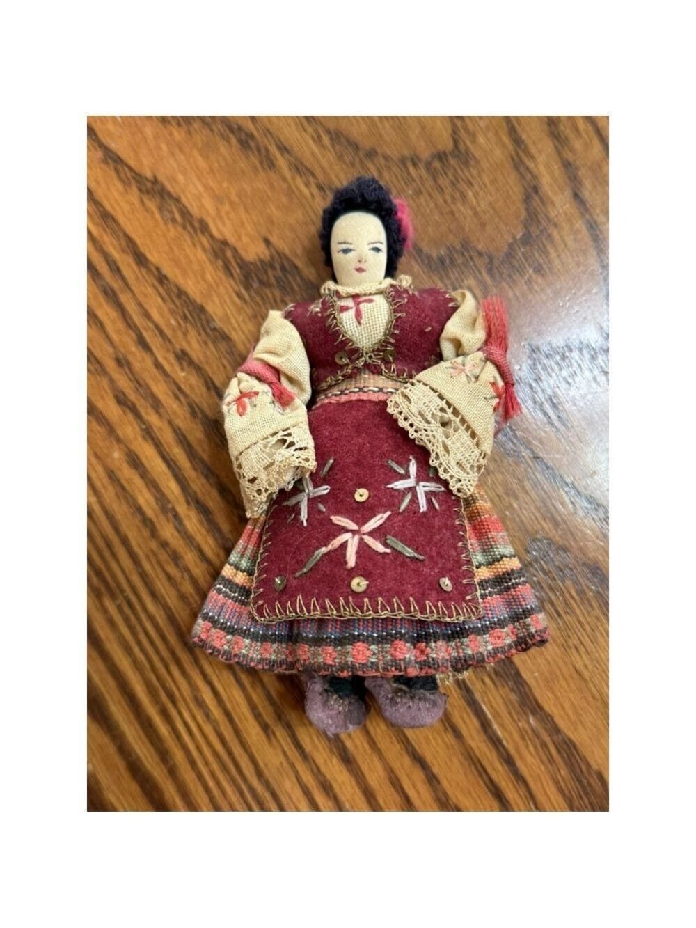 Vintage Handmade Russian Eastern European Doll Festive Dress